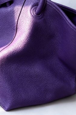 Boutique Purple Large Capacity Calf Leather Tote Bag
