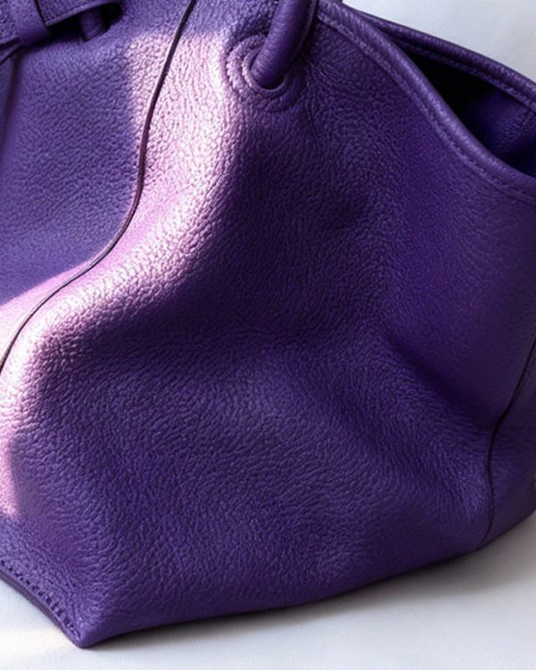 Boutique Purple Large Capacity Calf Leather Tote Bag