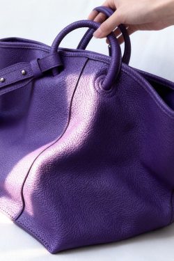 Boutique Purple Large Capacity Calf Leather Tote Bag