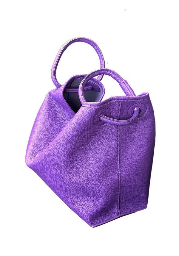 Boutique Purple Large Capacity Calf Leather Tote Bag
