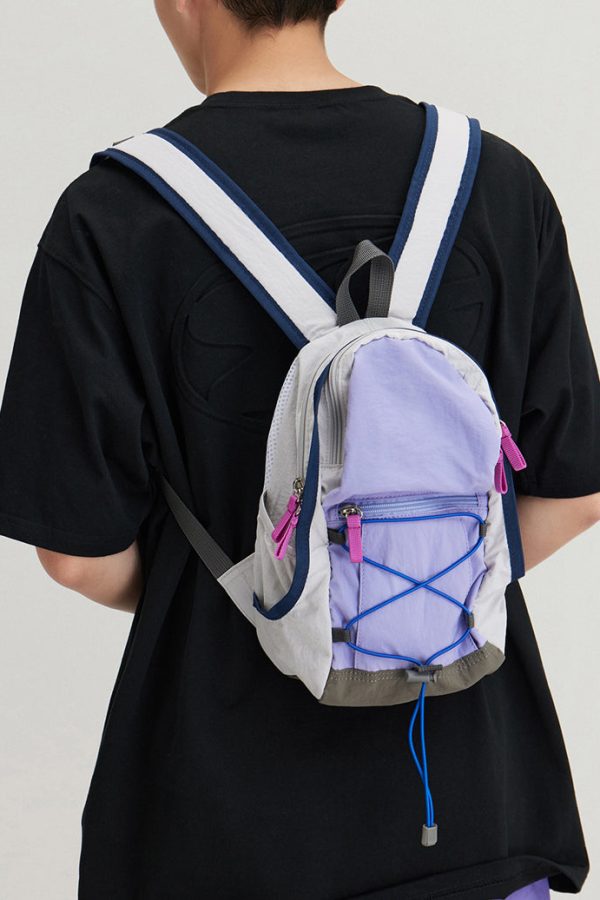 Boutique Purple Zippered Patchwork Outdoors Backpack Bag