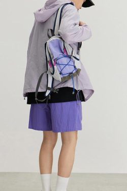 Boutique Purple Zippered Patchwork Outdoors Backpack Bag