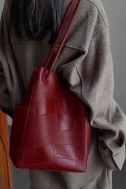 Boutique Red Large Capacity Faux Leather Shoulder Bag