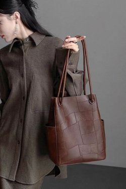 Boutique Red Large Capacity Faux Leather Shoulder Bag