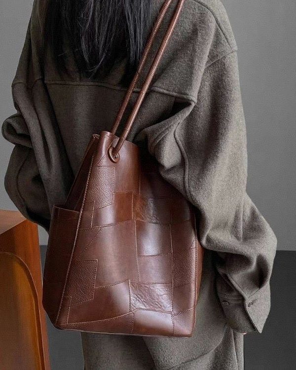 Boutique Red Large Capacity Faux Leather Shoulder Bag