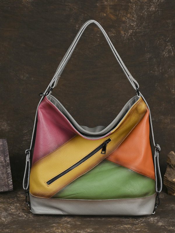 Boutique Retro Yellow Versatile Calf Leather Satchel Bag Handbag