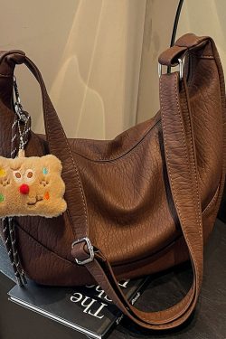 Boutique Solid Durable Large Capacity Faux Leather Message Bag