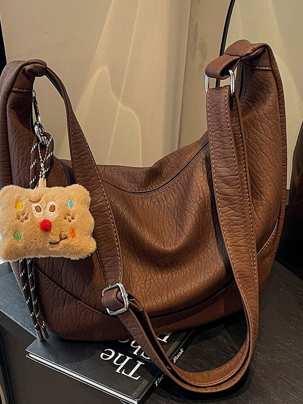 Boutique Solid Durable Large Capacity Faux Leather Message Bag