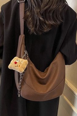 Boutique Solid Durable Large Capacity Faux Leather Message Bag