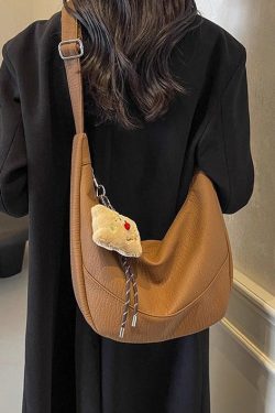 Boutique Solid Durable Large Capacity Faux Leather Message Bag