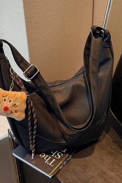 Boutique Solid Durable Large Capacity Faux Leather Message Bag