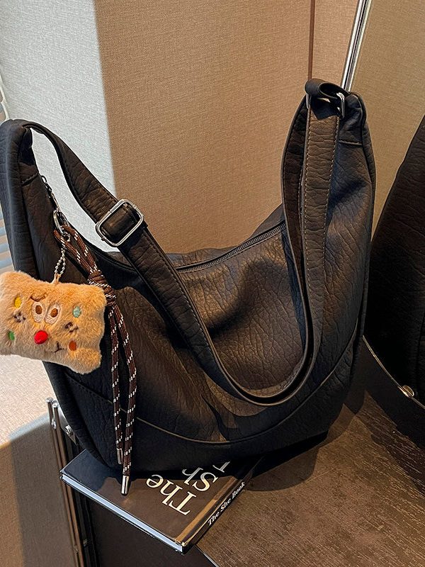 Boutique Solid Durable Large Capacity Faux Leather Message Bag