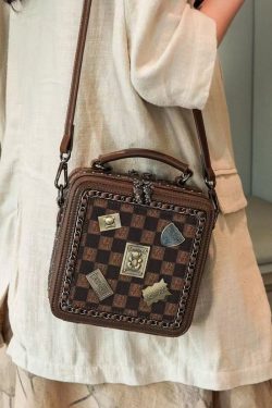 Boutique Stylish Khaki Faux Leather Messenger Bag