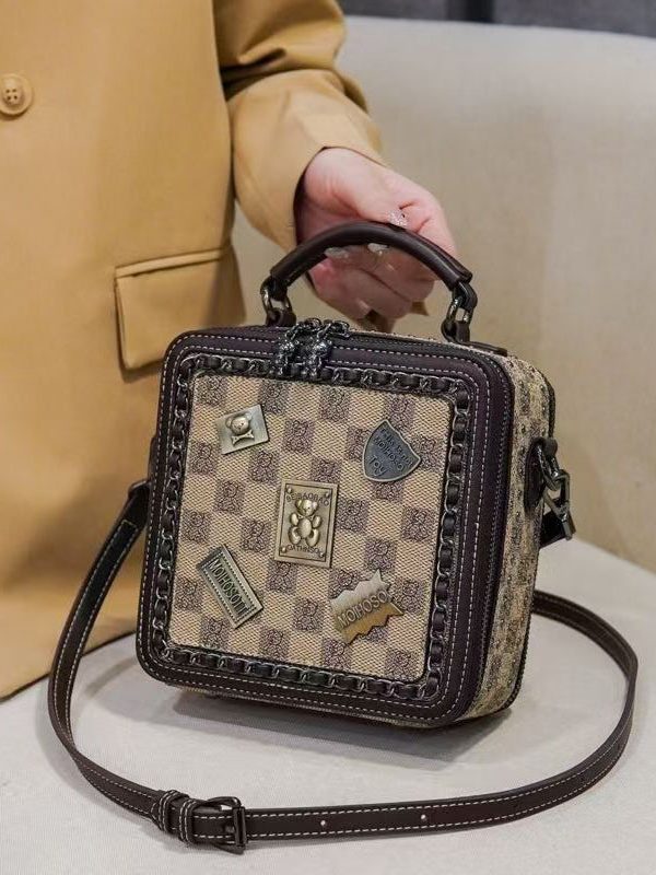 Boutique Stylish Khaki Faux Leather Messenger Bag