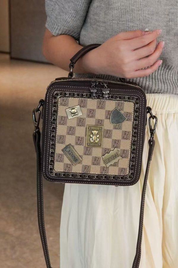 Boutique Stylish Khaki Faux Leather Messenger Bag