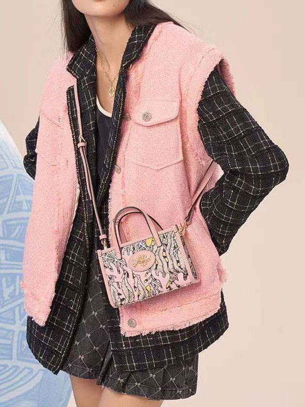 Boutique Stylish Pink Print Satchel Bag Handbag