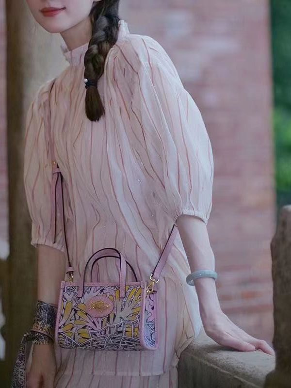 Boutique Stylish Pink Print Satchel Bag Handbag