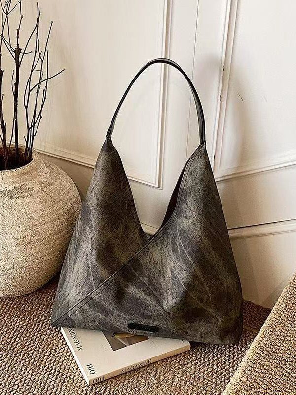 Boutique Tie Dye Solid Durable Faux Leather Shoulder Handbag