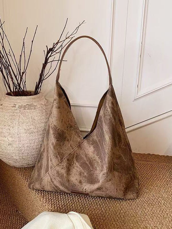 Boutique Tie Dye Solid Durable Faux Leather Shoulder Handbag