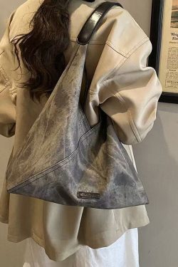 Boutique Tie Dye Solid Durable Faux Leather Shoulder Handbag