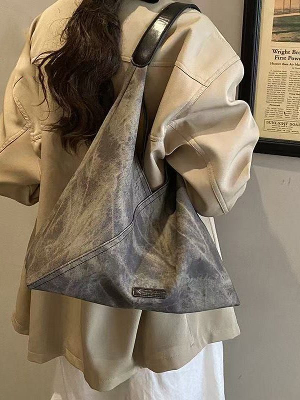 Boutique Tie Dye Solid Durable Faux Leather Shoulder Handbag