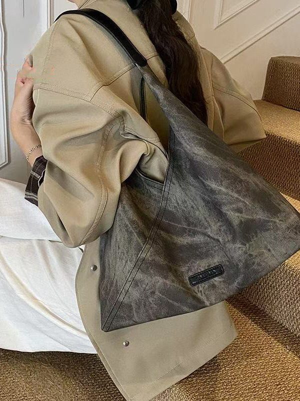 Boutique Tie Dye Solid Durable Faux Leather Shoulder Handbag