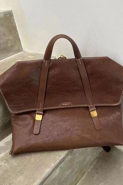 Boutique Versatile Brown Calf Leather Messenger Bag