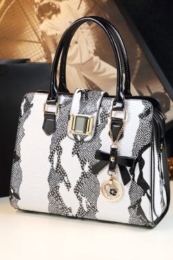 Boutique White Embossed Zircon Calf Leather Tote Handbag