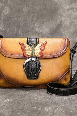 Boutique Yellow Rub color Paitings Calf Leather Satchel Handbag