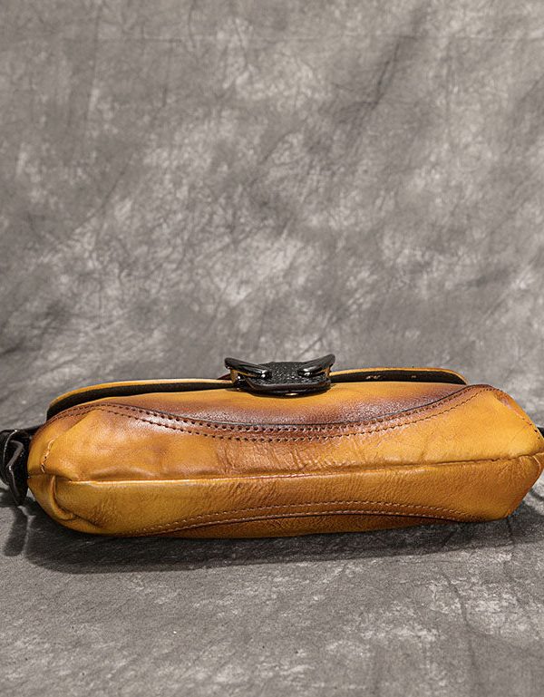 Boutique Yellow Rub color Paitings Calf Leather Satchel Handbag