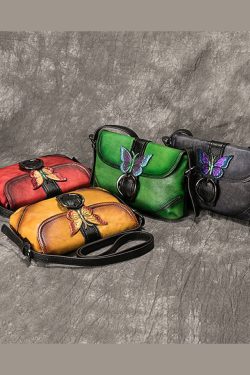 Boutique Yellow Rub color Paitings Calf Leather Satchel Handbag