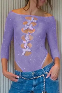 Bow Cut Out Rhinestone Bodysuit