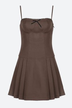 Bow Pleated Mini Dress