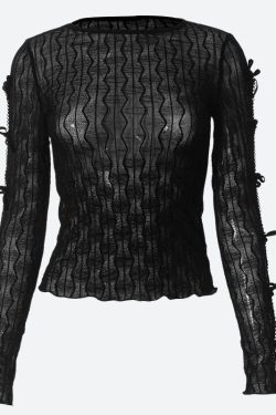 Bow Sleeve Sheer Top