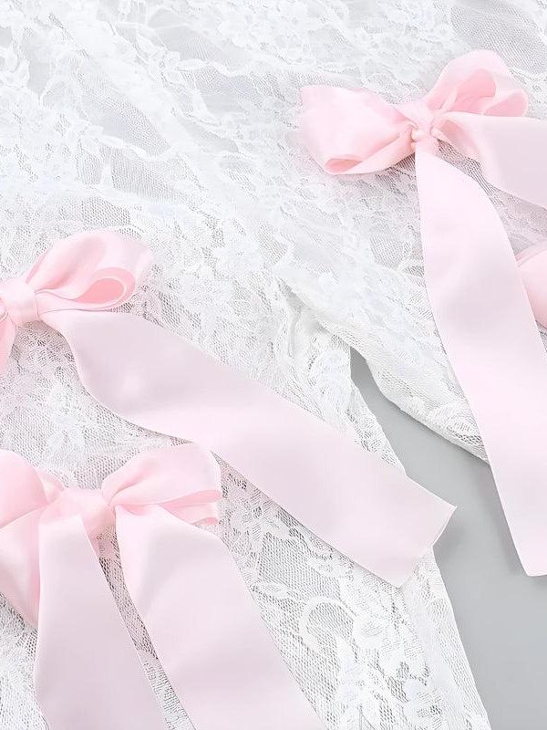 Bow Transparent Lace Flare Pants