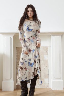 Butterfly One Shoulder Midi Dress
