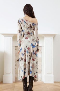 Butterfly One Shoulder Midi Dress
