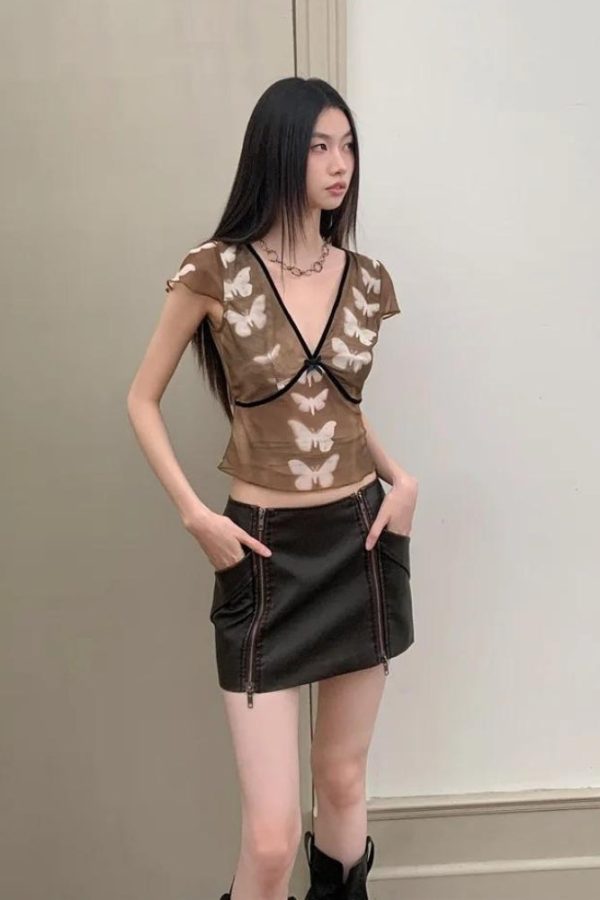 Butterfly V Neck Top