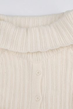 Button Up Off Shoulder Knitted Top