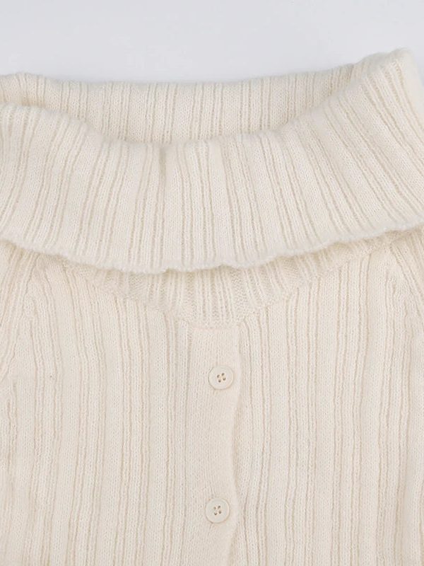 Button Up Off Shoulder Knitted Top