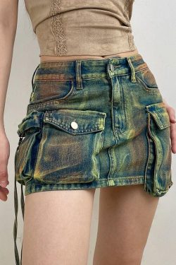 Cargo Denim Mini Skirt