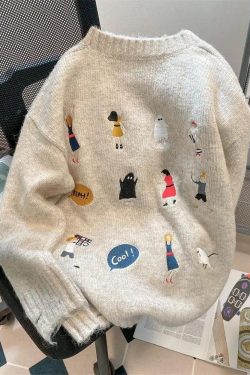 Cartoon Embroidered Knitted Sweater