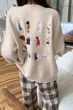 Cartoon Embroidered Knitted Sweater