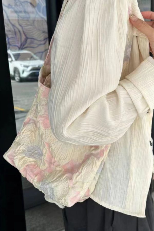 Casual Beige Print Canvas Satchel Handbag