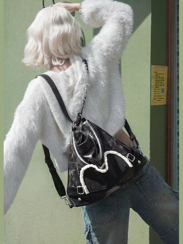 Casual Black Faux Leather Versatile Messenger Bag