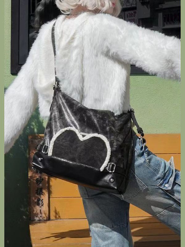 Casual Black Faux Leather Versatile Messenger Bag