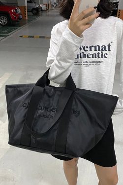 Casual Black Nylon Large Capacity Embroidered Shoulder Bag