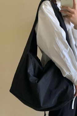 Casual Black Patchwork Drawstring Oversize Satchel Handbag