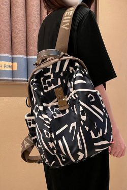 Casual Black Print Solid Durable Backpack Bag