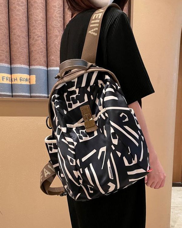 Casual Black Print Solid Durable Backpack Bag